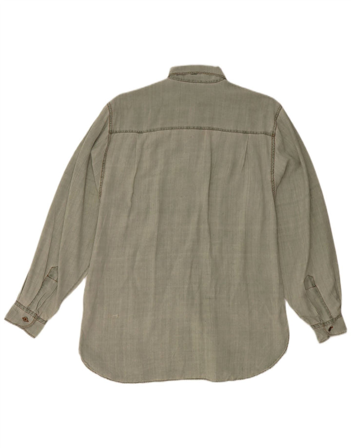 Bola na camisa feminina tamanho 38 seda verde médio