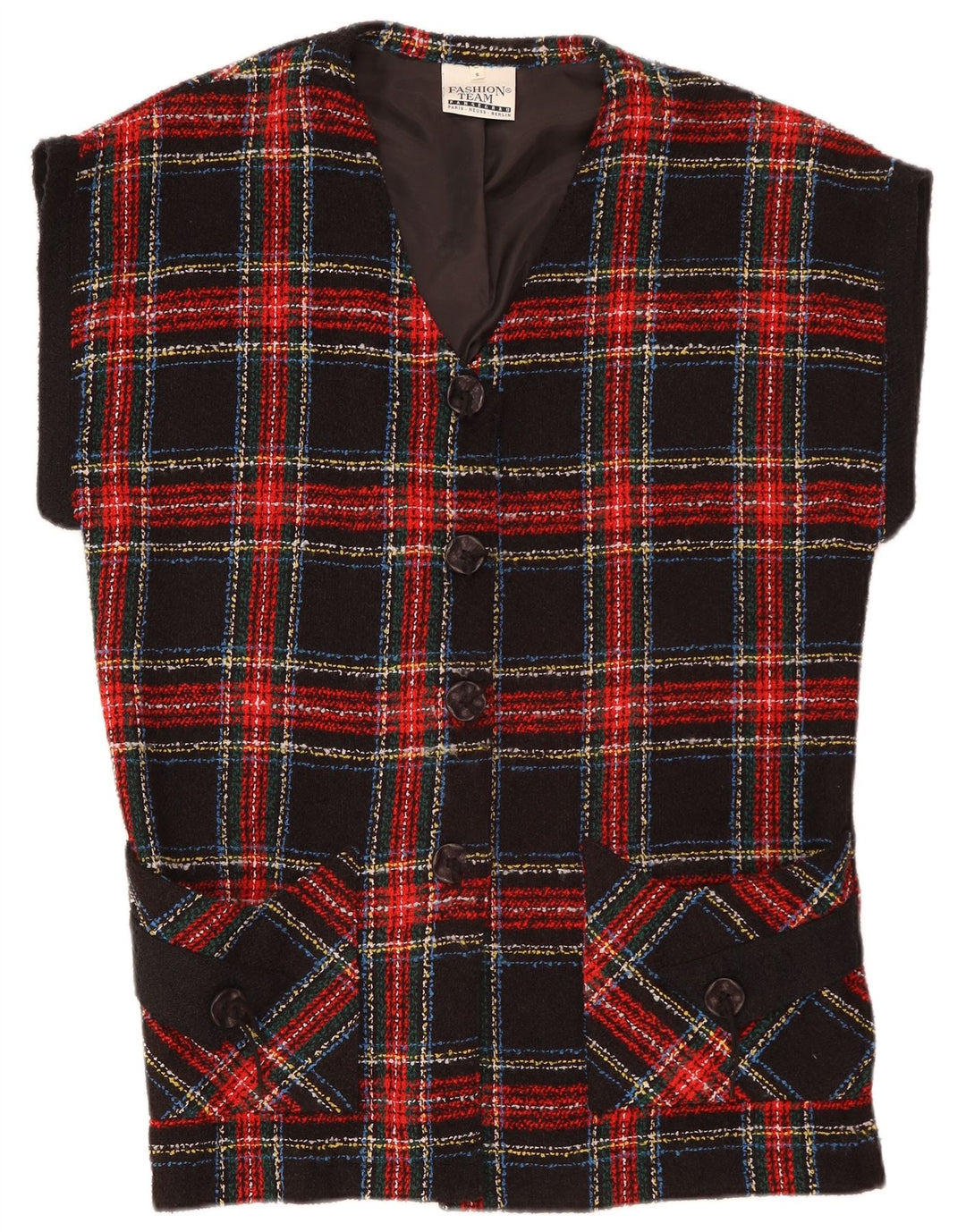 Jaqueta blazer feminina vintage grande com 4 botões Reino Unido 10 pequena xadrez vermelha