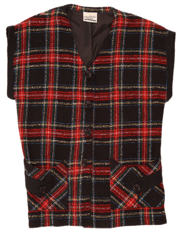 Jaqueta blazer feminina vintage grande com 4 botões Reino Unido 10 pequena xadrez vermelha