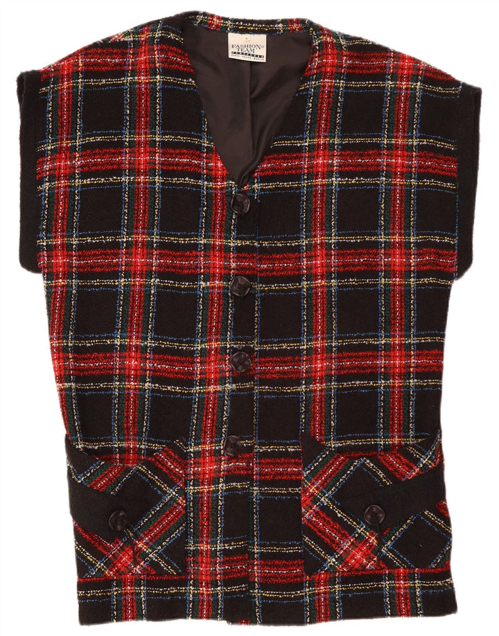 Jaqueta blazer feminina vintage grande com 4 botões Reino Unido 10 pequena xadrez vermelha