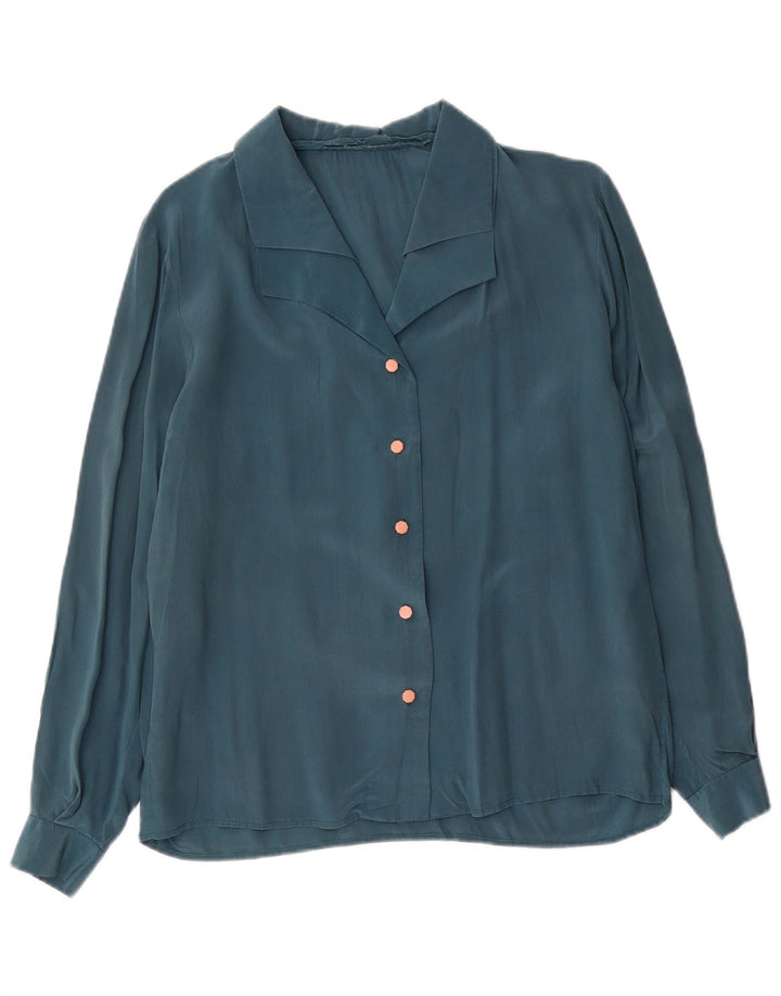 Blusa feminina vintage UK 16 grande azul