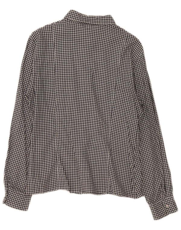 Camisa feminina vintage IT 46 grande algodão guingão preto