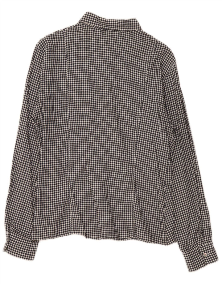 Camisa feminina vintage IT 46 grande algodão guingão preto