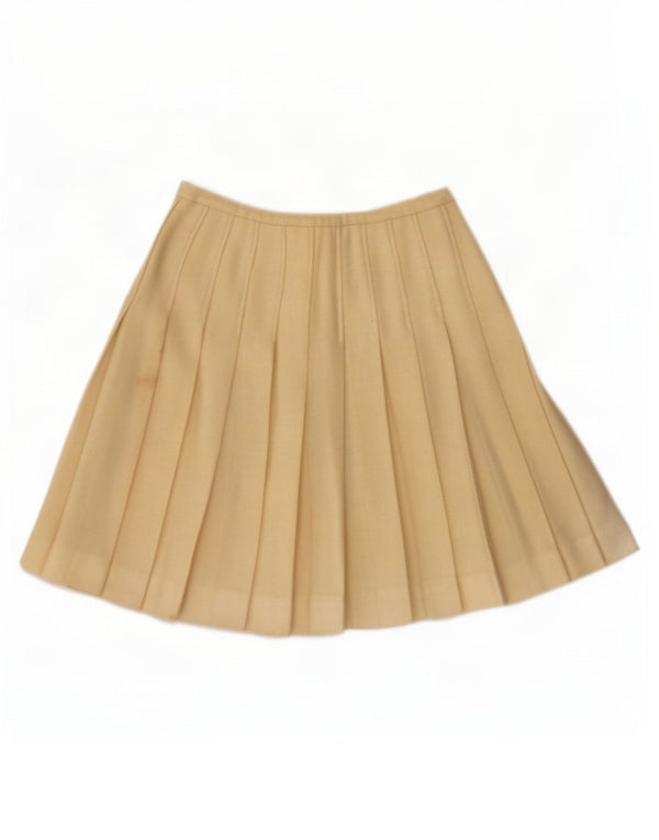 Saia plissada feminina vintage XS W24 bege