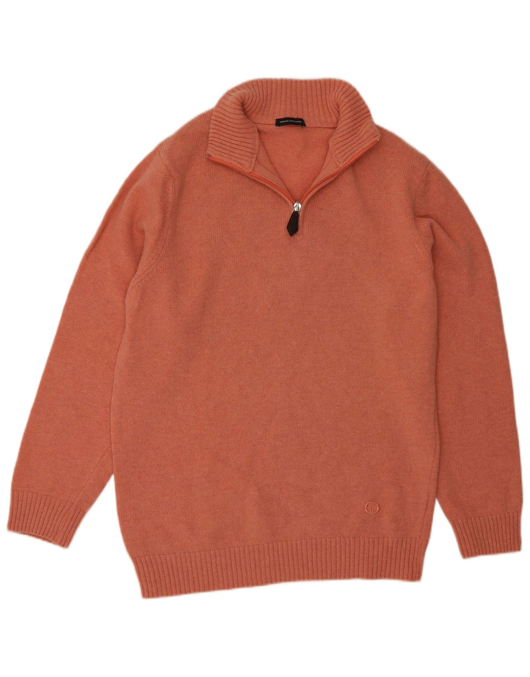 Suéter masculino Sergio Tacchini com zíper e gola alta de lã laranja médio