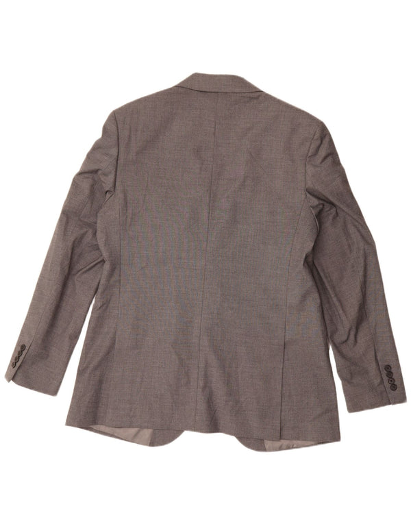 Jaqueta blazer masculina de 2 botões Marks & Spencer Reino Unido 44 XL cinza poliéster