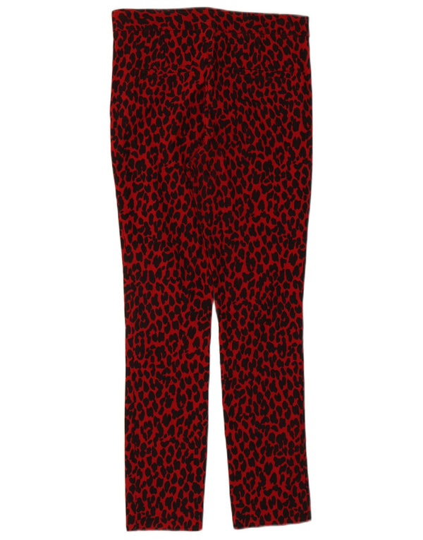 Zara Calça feminina casual slim pequena W26 L26 vermelha com estampa animal viscose