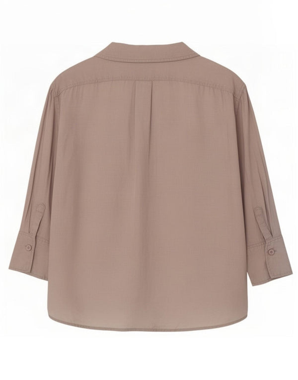 Zara Camisa feminina manga 3/4 Reino Unido 6 XS linho bege