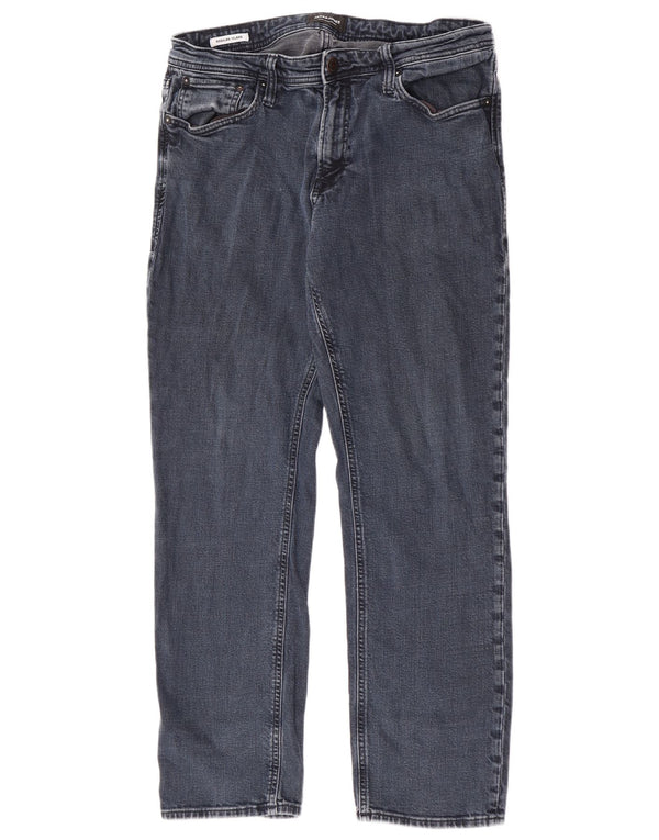 Jack & Jones Mens Clark Regular Straight Jeans W34 L29 Azul Algodão