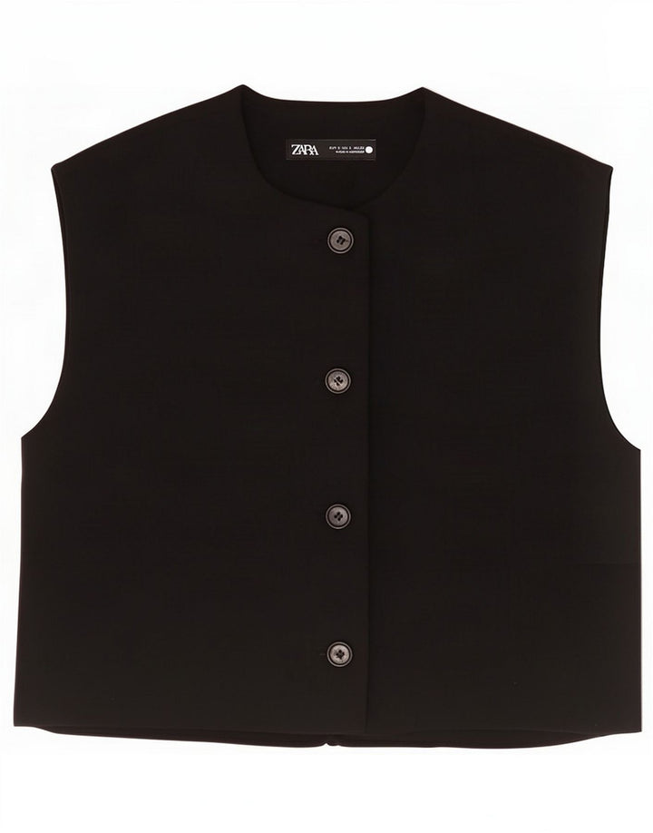 Colete feminino Zara UK 10 pequeno poliéster preto