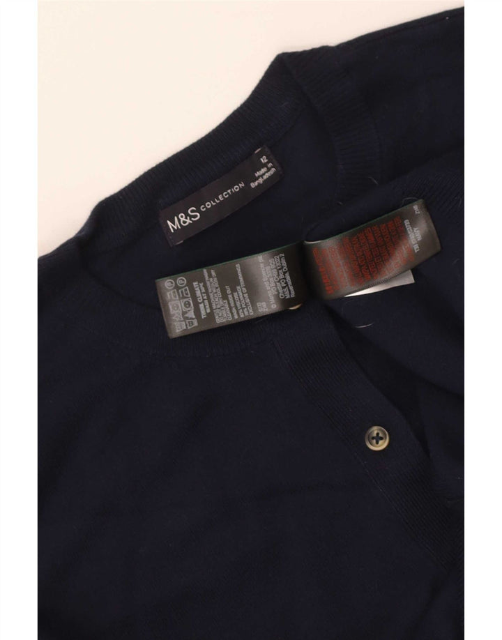 Suéter cardigã feminino Marks & Spencer Reino Unido 12 médio azul marinho viscose