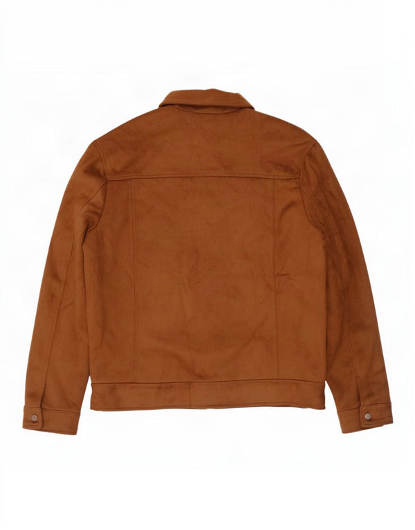 Jaqueta bomber masculina Zara em camurça sintética Reino Unido 42 XL bege poliéster