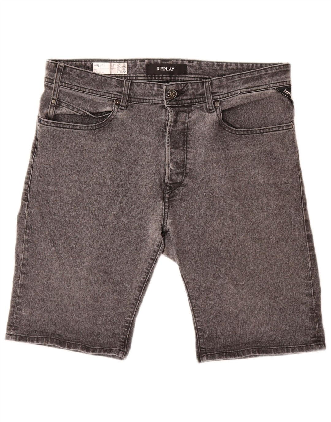 Shorts jeans masculino REPLAY W34 grande algodão cinza