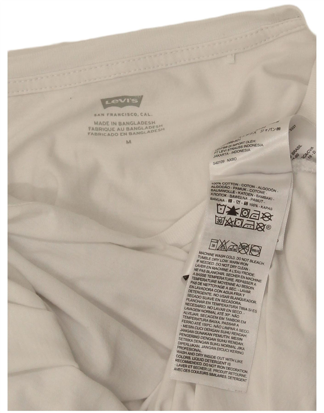 Camiseta feminina gráfica Levi's UK 12 algodão branco médio