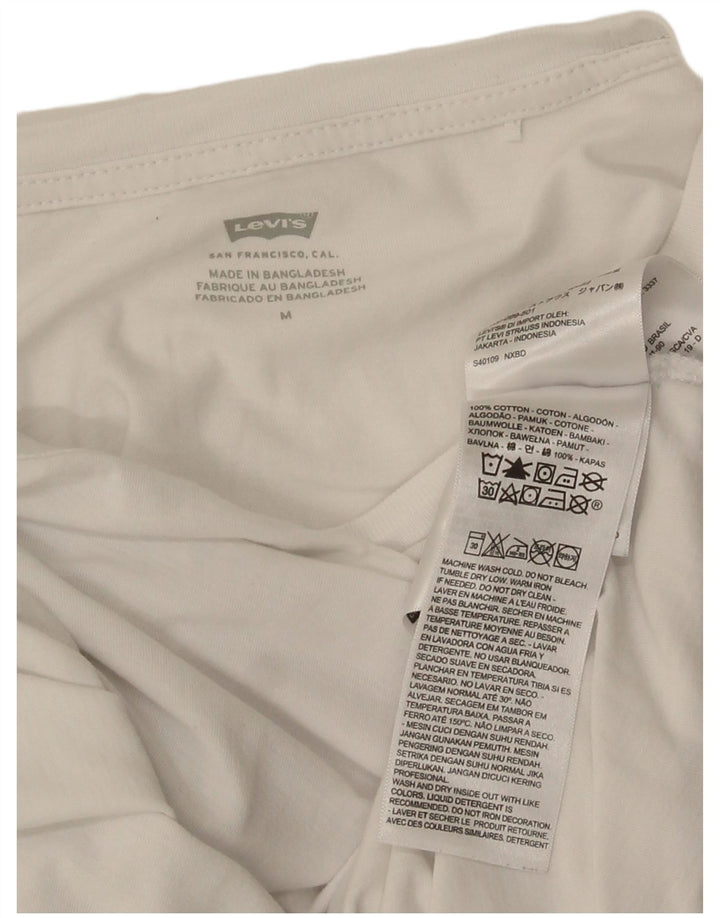 Camiseta feminina gráfica Levi's UK 12 algodão branco médio