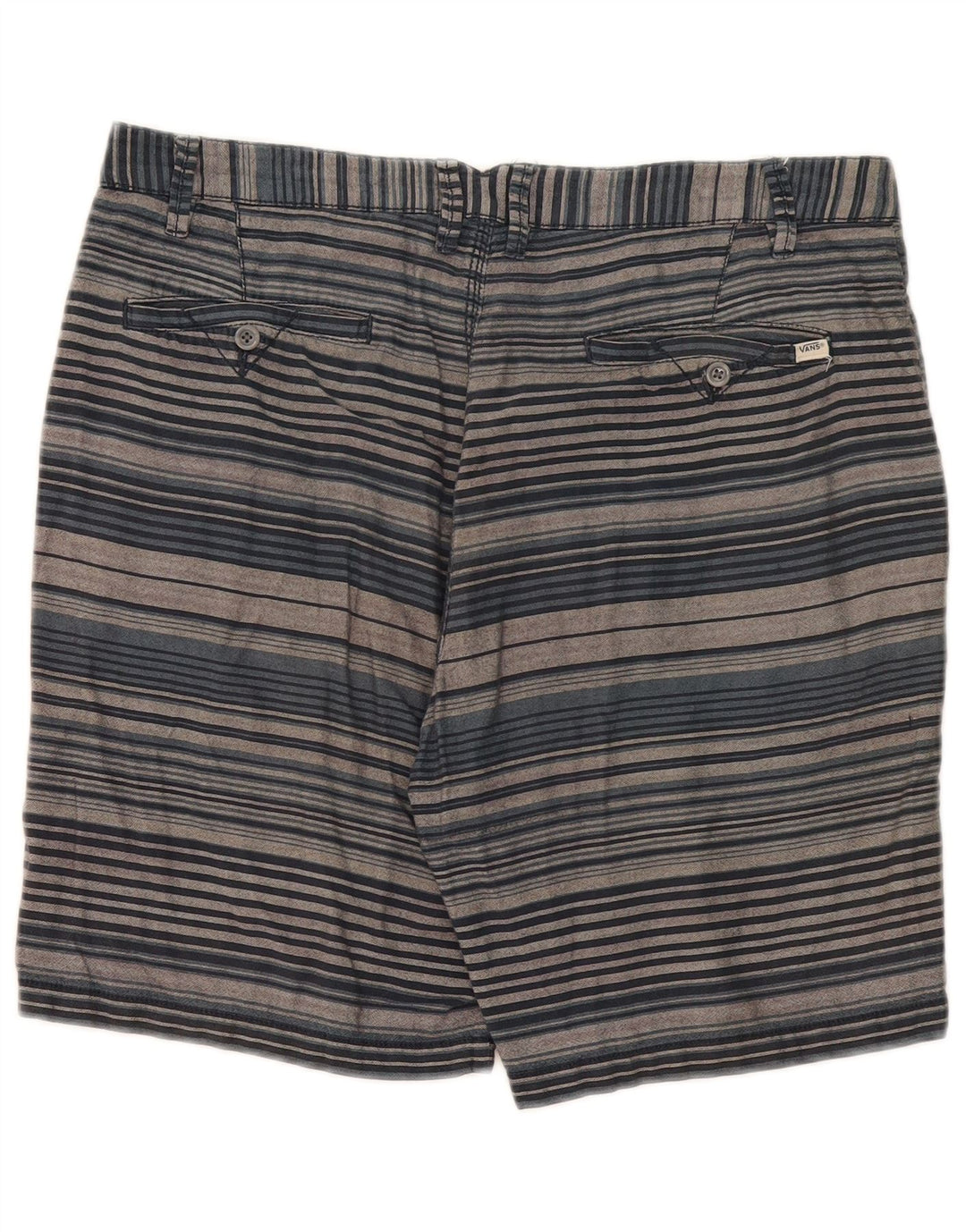 Shorts casuais masculinos Vans W34 grande algodão listrado azul