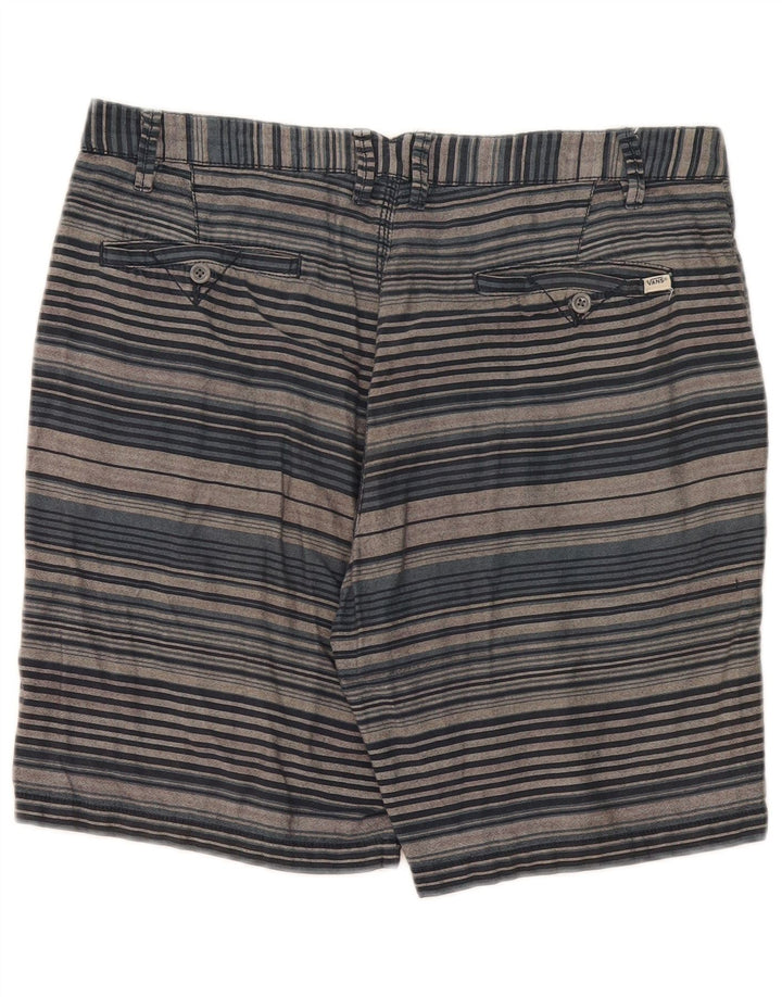 Shorts casuais masculinos Vans W34 grande algodão listrado azul