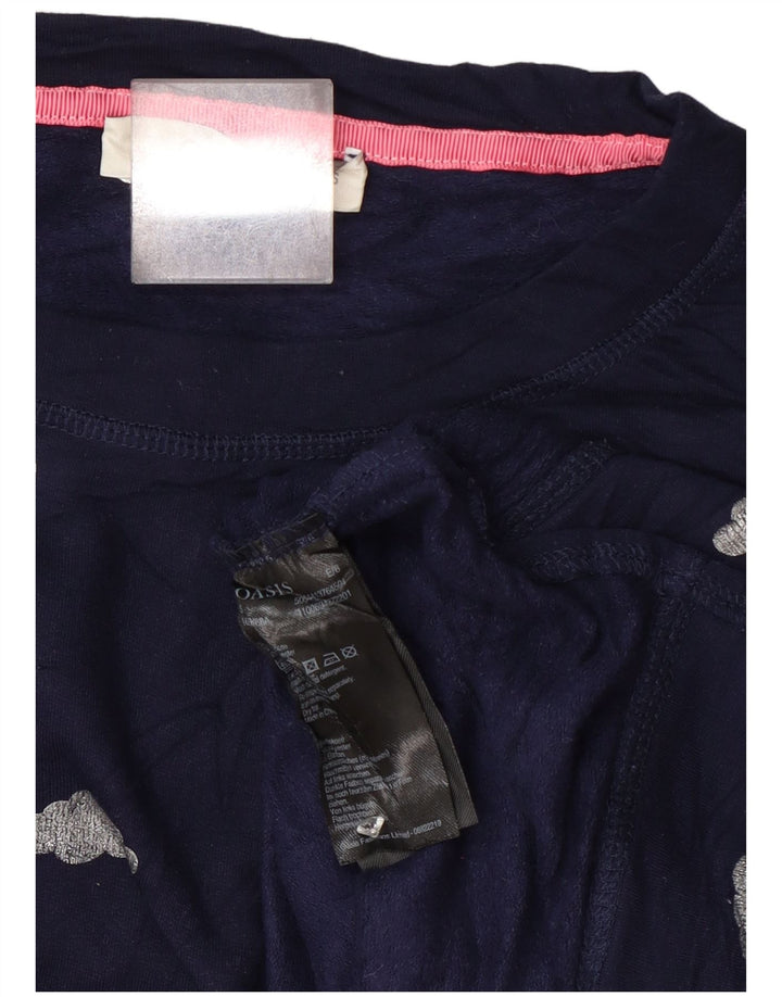 Suéter feminino Oasis com estampa oversized Reino Unido 10 pequeno azul marinho