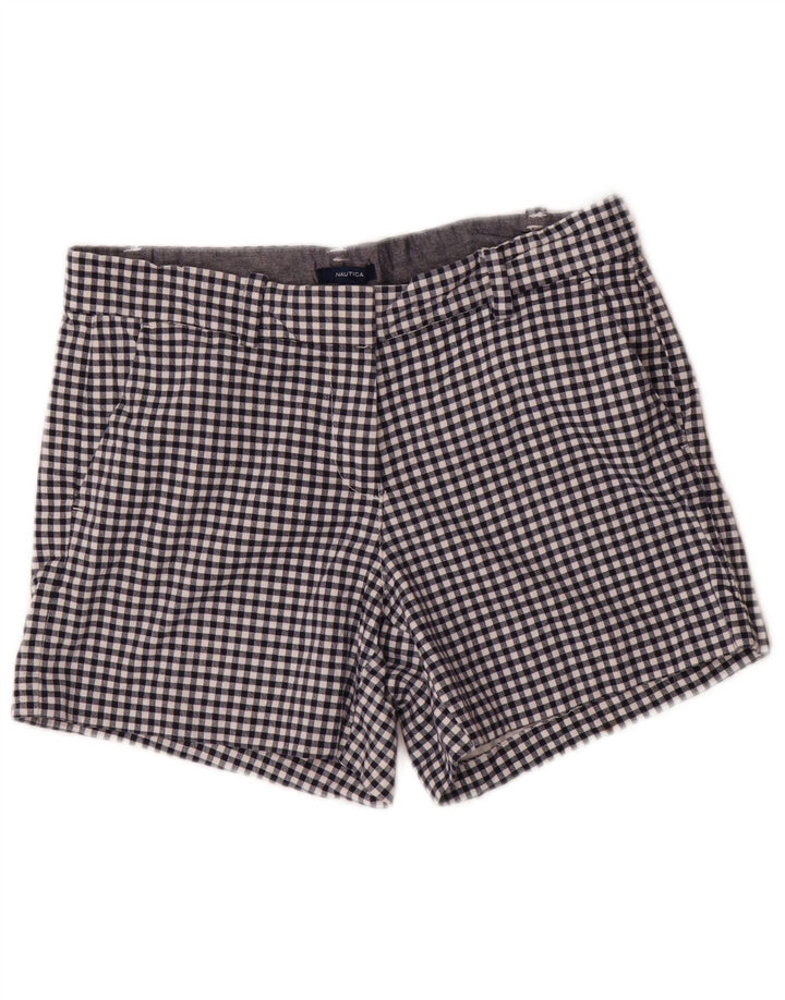 NAUTICA Shorts Chino Feminino US 6 Médio W32 Azul Marinho Algodão Gingham