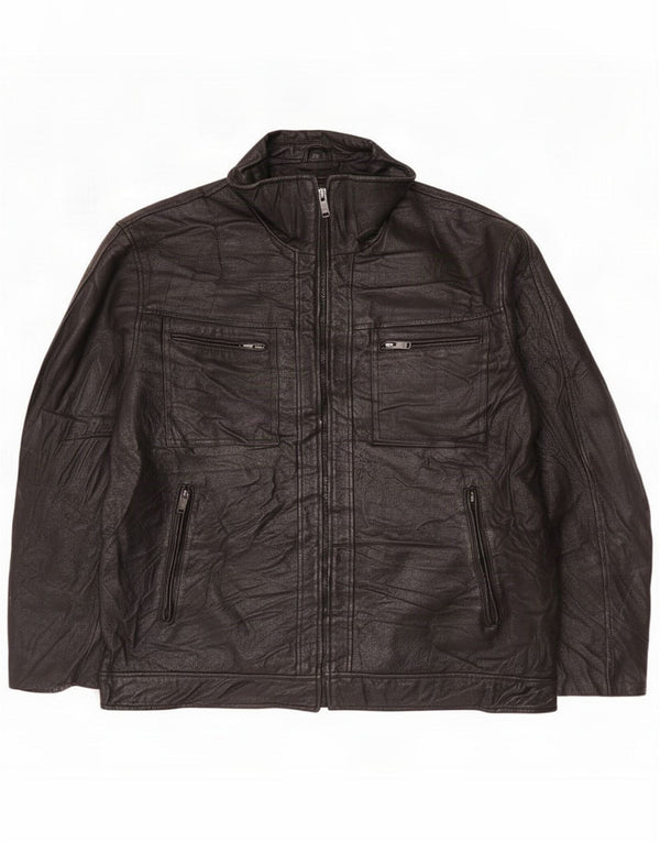 Jaqueta de couro masculina Canda UK 44 2XL preta