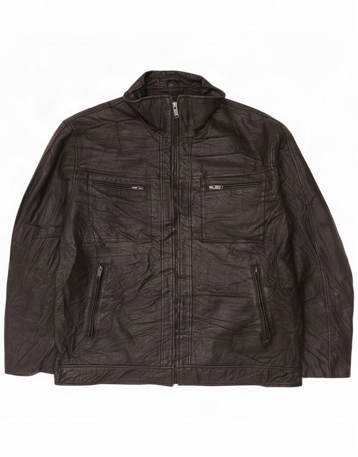 Jaqueta de couro masculina Canda UK 44 2XL preta