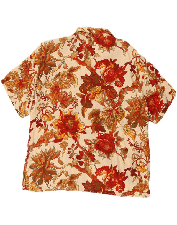 Blusa feminina de manga curta ACCORDO Reino Unido 18 XL Borgonha floral viscose