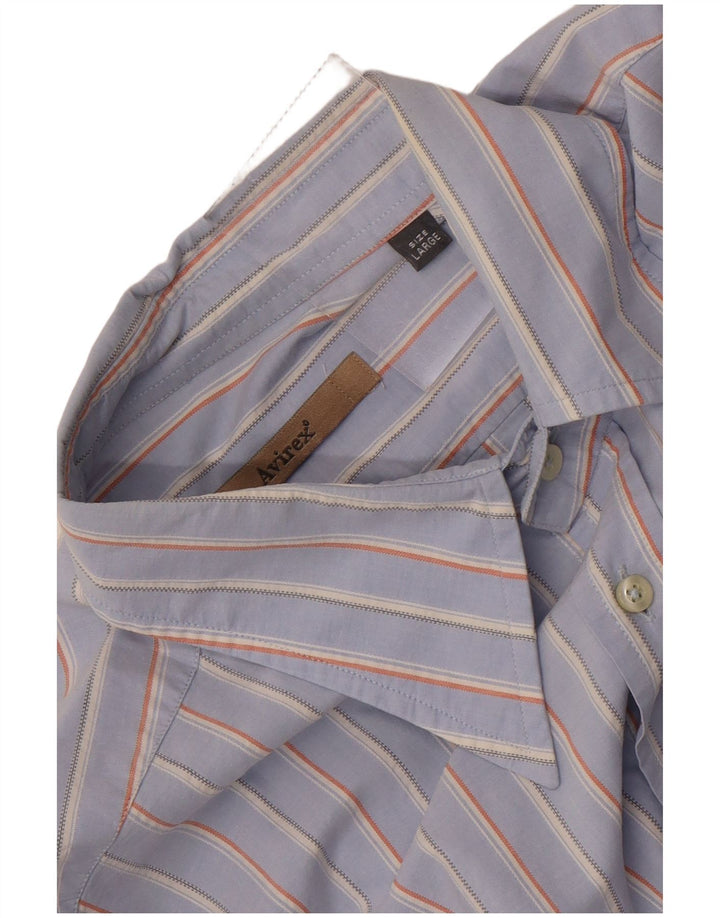 Camisa masculina Avirex grande listrada azul