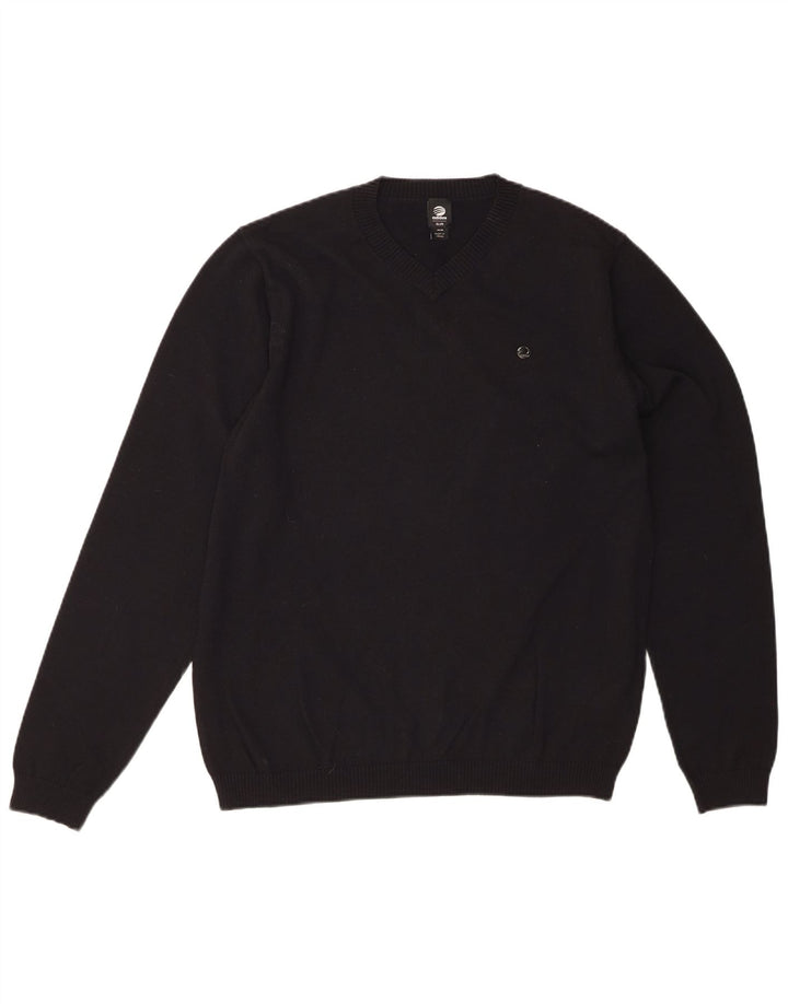 ADIDAS Mens Suéter Jumper com Gola V Preto Médio