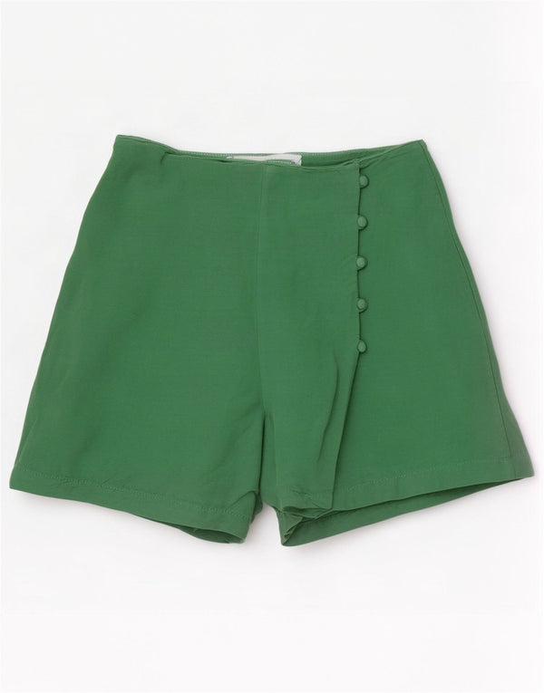 Zara Shorts feminino casual pequeno W26 linho verde