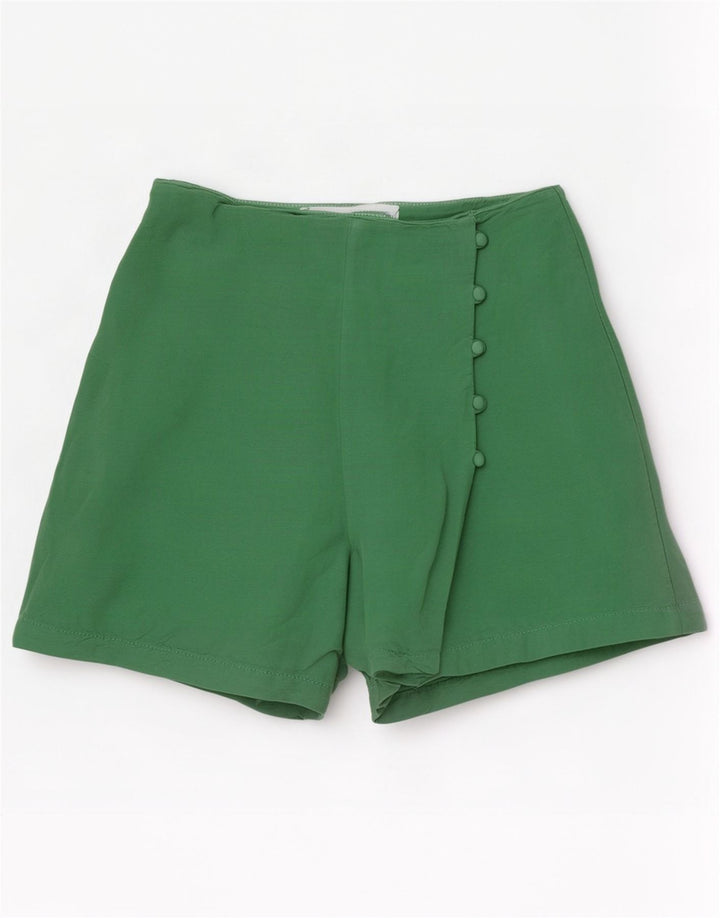 Zara Shorts feminino casual pequeno W26 linho verde