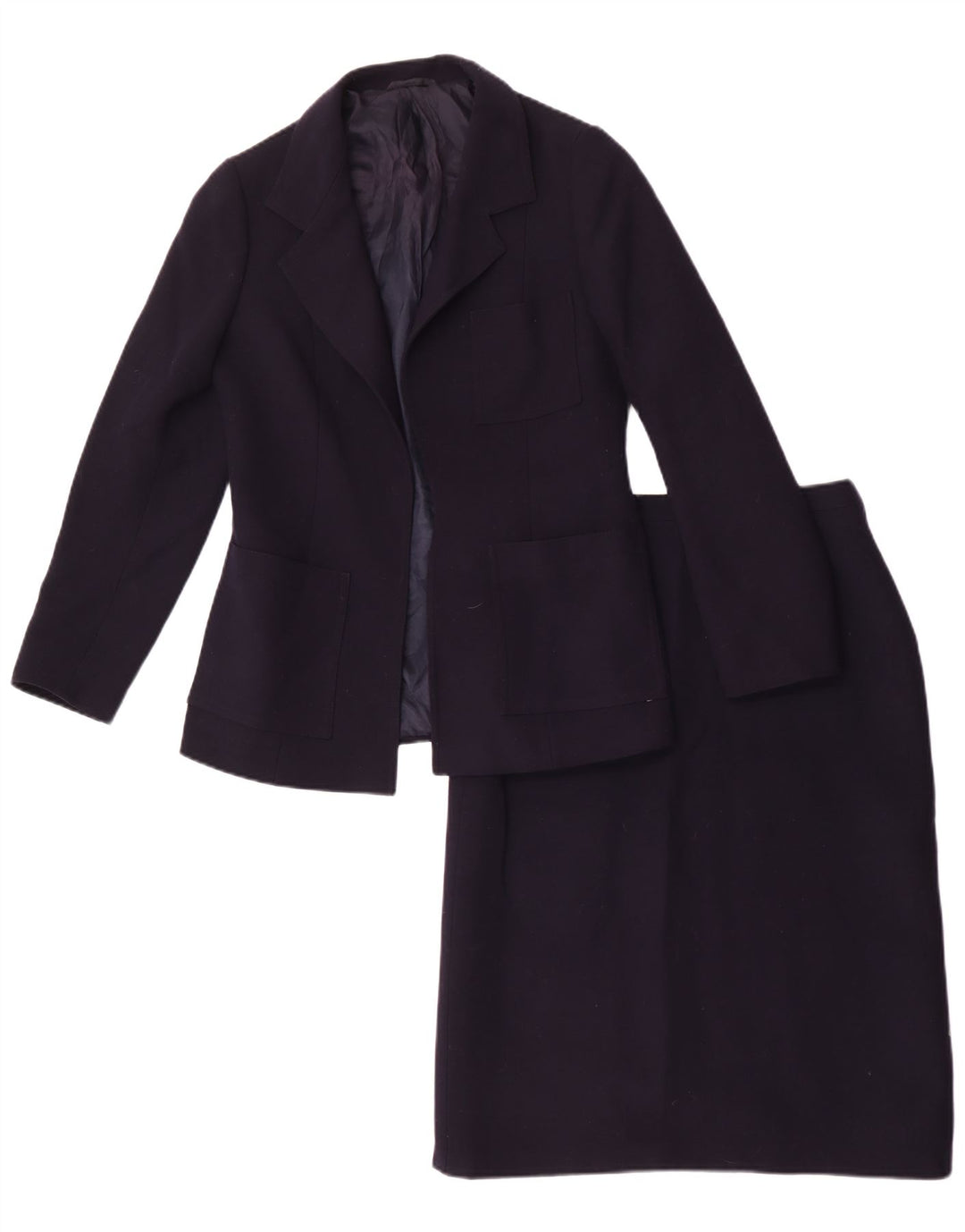Max Mara Conjunto de saia feminina de 2 peças IT 44 Médio W26 Azul marinho
