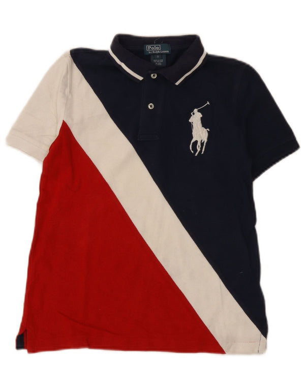 Polo Ralph Lauren Camisa masculina 6-7 anos azul marinho algodão colorblock