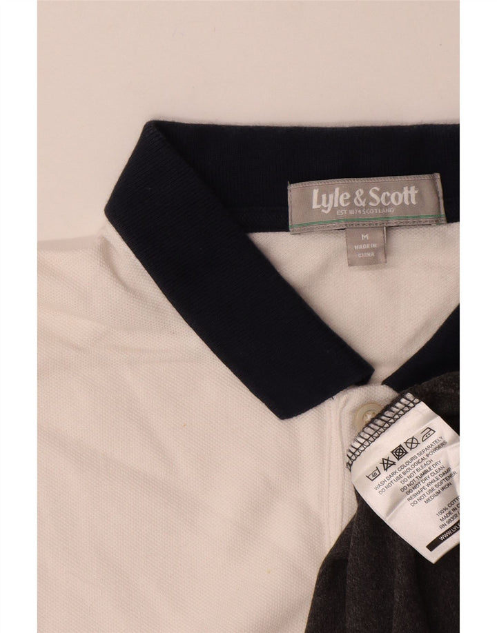 Camisa polo masculina Lyle & Scott médio branco colorblock algodão