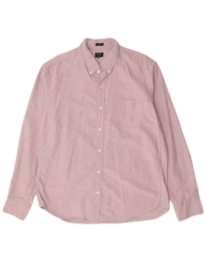 J. CREW Camisa masculina Oxford Slim XL algodão roxo