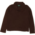 RALPH LAUREN Womens Shawl Neck Sweatshirt Jumper UK 18 XL Brown Cotton Vintage Ralph Lauren and Second-Hand Ralph Lauren from Messina Hembry 