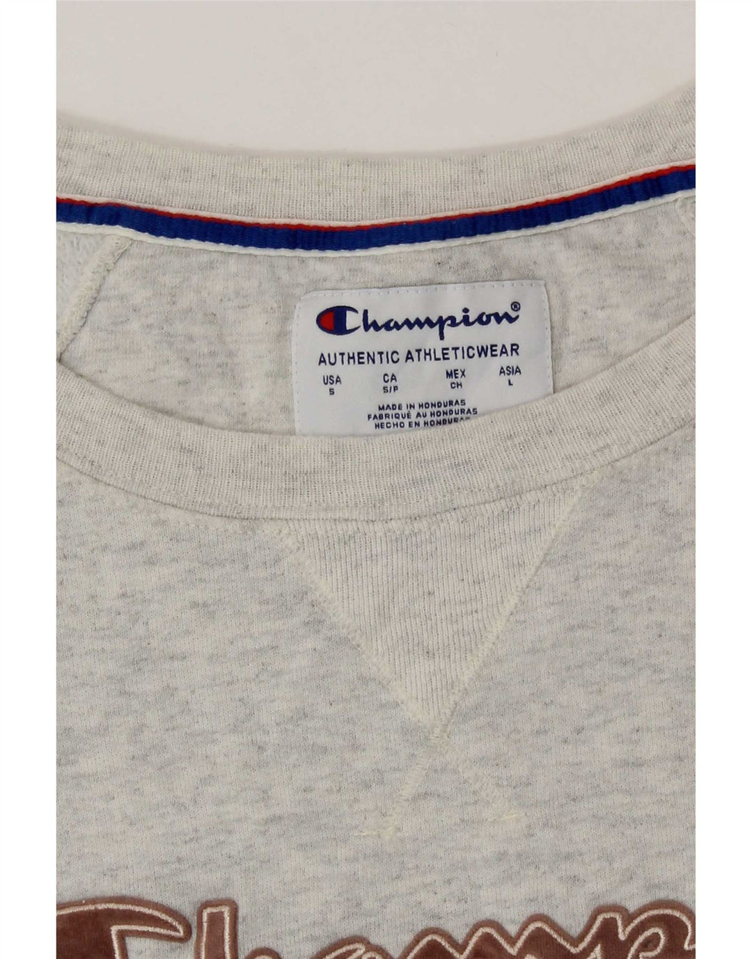 Champion feminino gráfico oversized moletom jumper UK 10 pequeno cinza