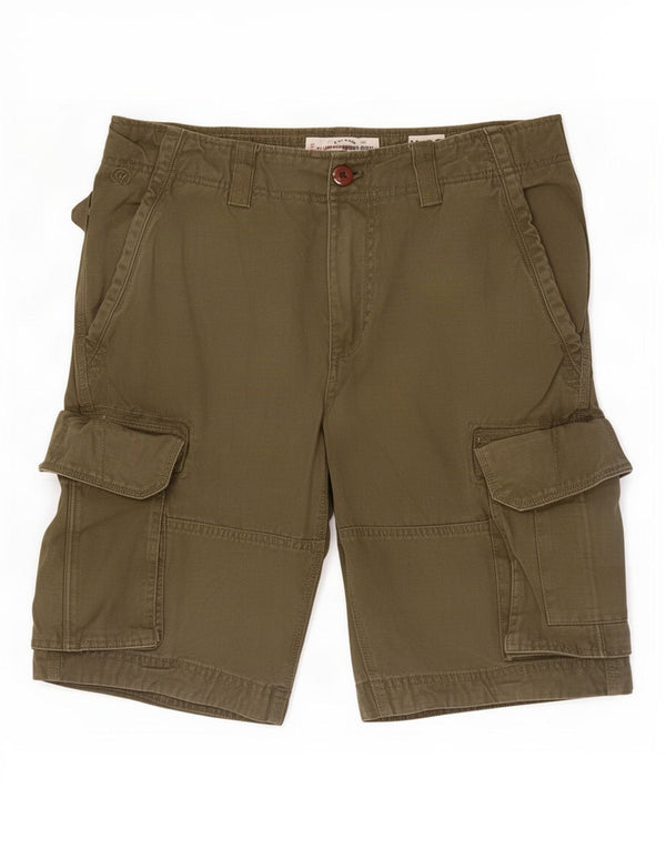 Shorts cargo masculino Fat Face médio W32 algodão verde