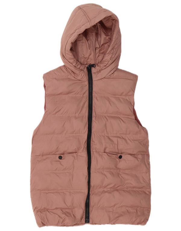 Zara Colete acolchoado com capuz e ajuste solto para meninas 11-12 anos poliéster rosa