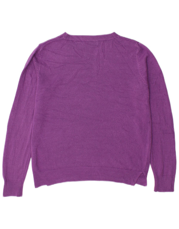 Suéter feminino Marks & Spencer com gola canoa Reino Unido 12 acrílico roxo médio