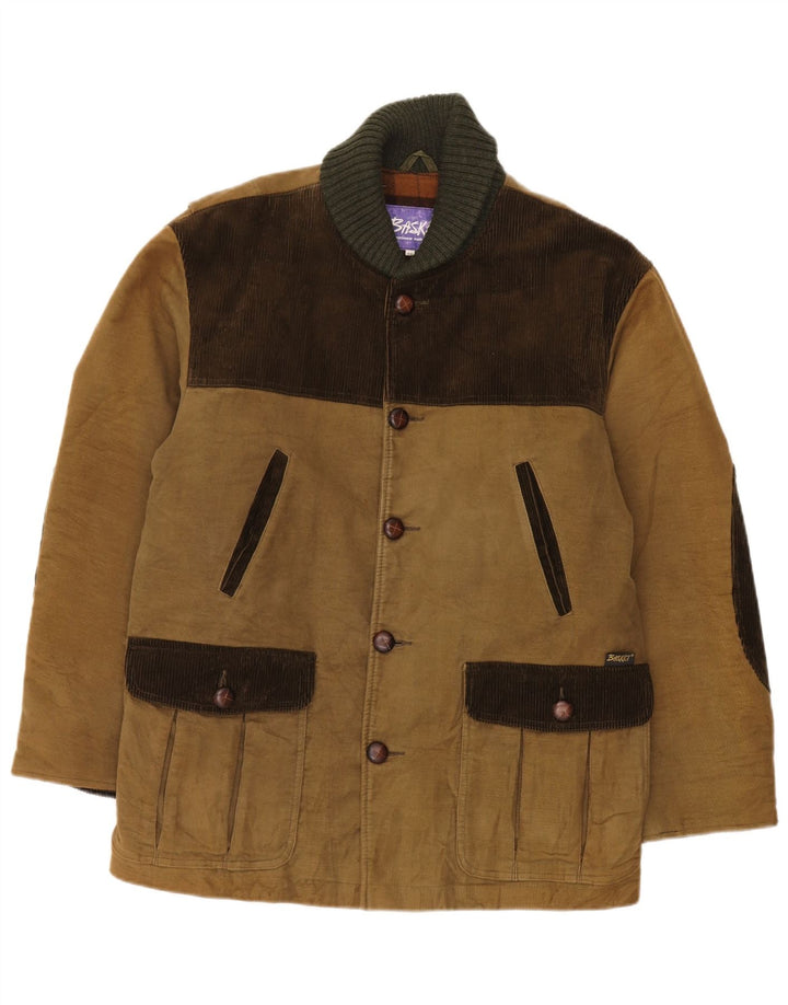 Jaqueta utilitária masculina vintage IT 48 bloco colorido bege médio