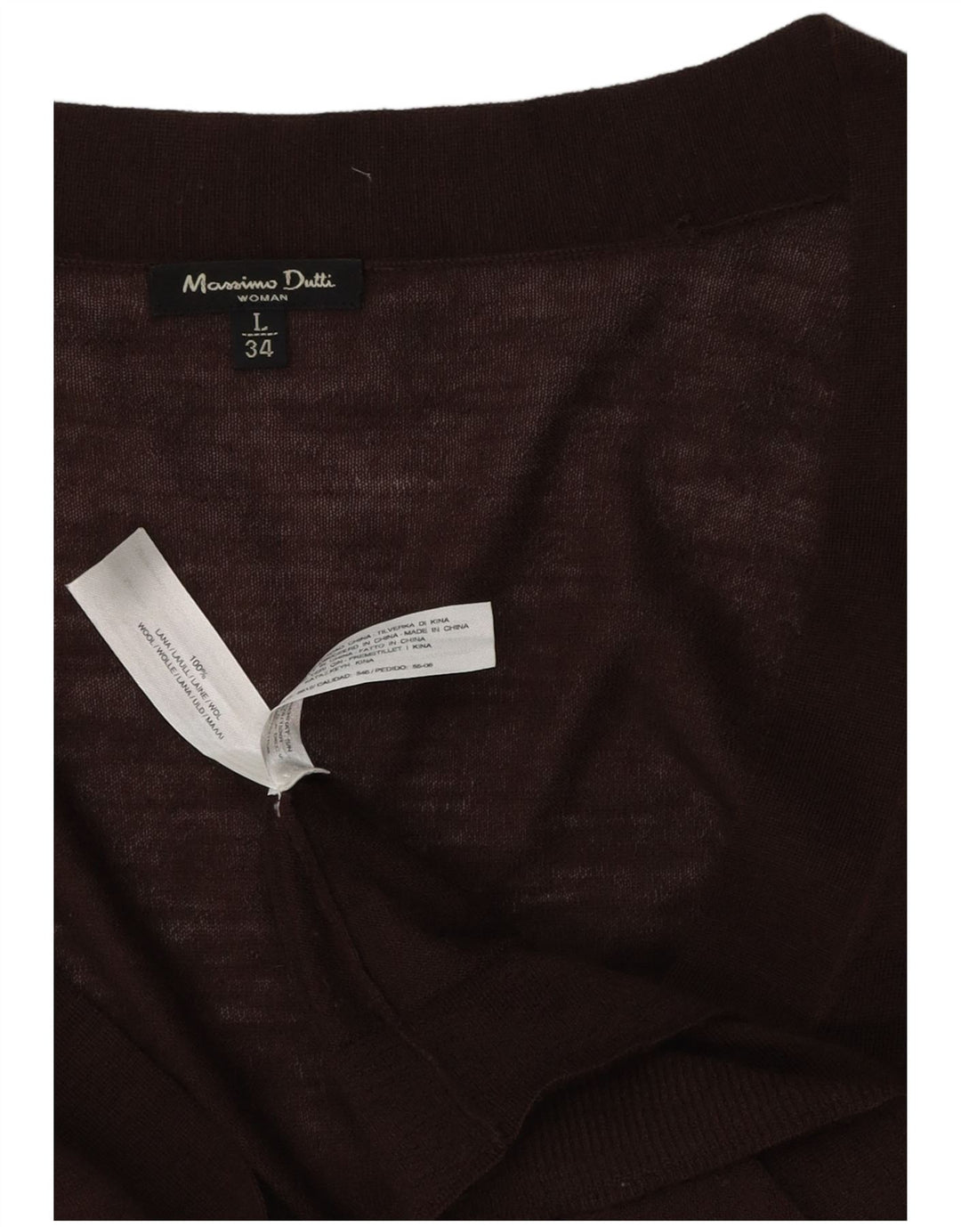 Suéter cardigã feminino MASSIMO DUTTI Reino Unido 14 grande lã marrom