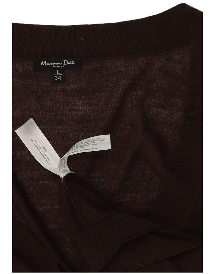 Suéter cardigã feminino MASSIMO DUTTI Reino Unido 14 grande lã marrom