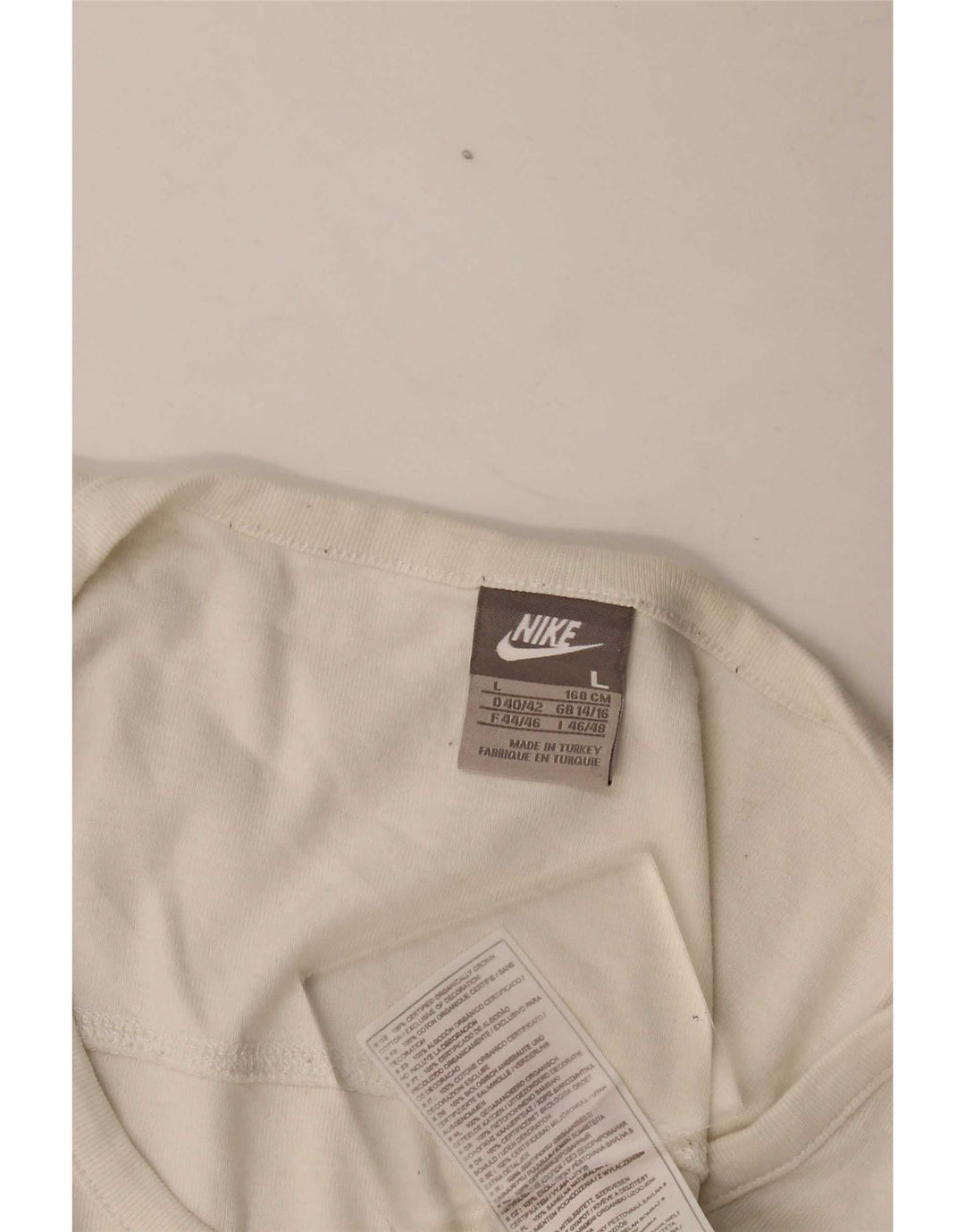 Top feminino Nike manga comprida UK 14/16 grande algodão branco