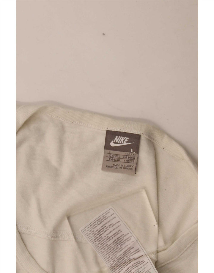 Top feminino Nike manga comprida UK 14/16 grande algodão branco