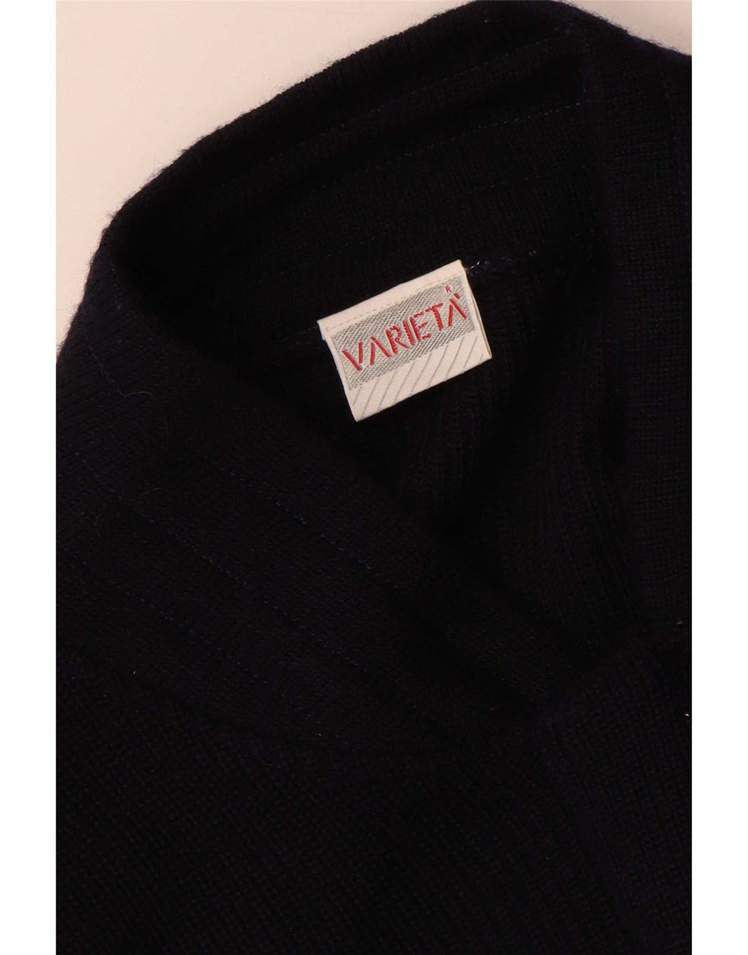 Suéter cardigã masculino vintage grande lã colorblock azul marinho