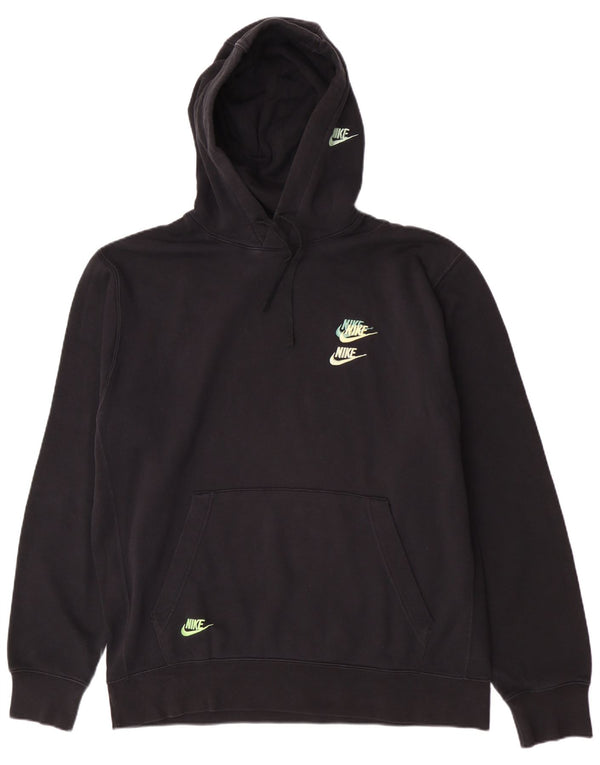 Nike Mens Hoodie Jumper Grande Algodão Preto
