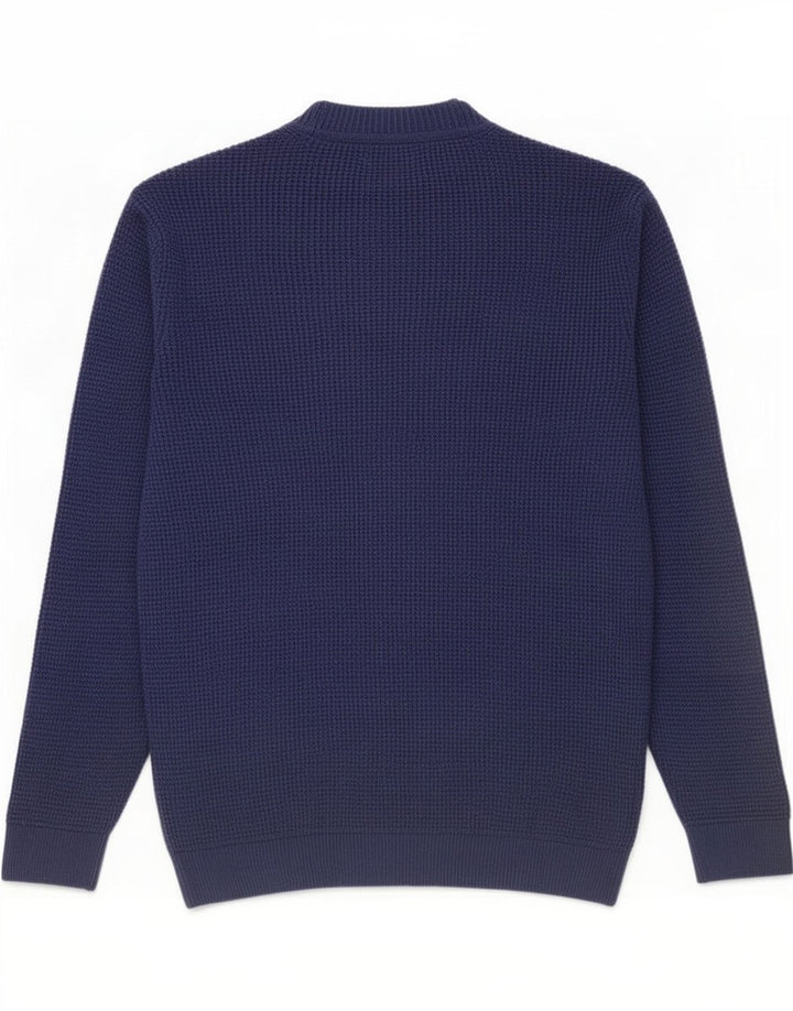 Zara Suéter masculino com gola tartaruga grande poliéster azul marinho