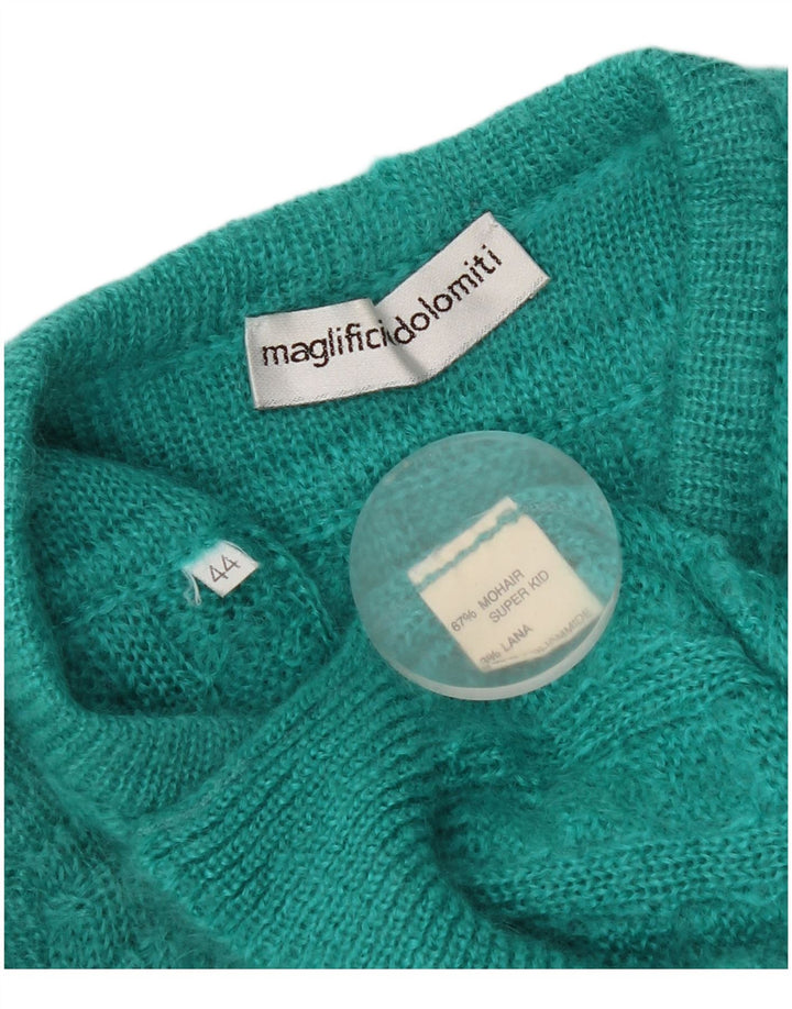 Suéter cardigã feminino vintage IT 44 mohair verde médio
