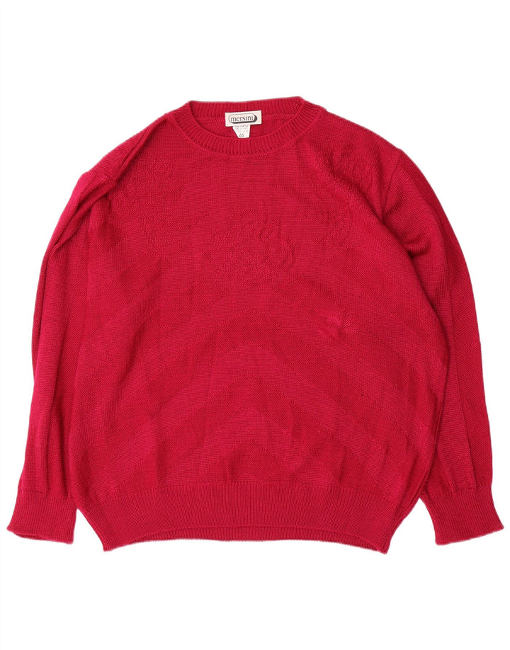 Suéter feminino vintage de grandes dimensões com gola redonda IT 46 grande vermelho chevron