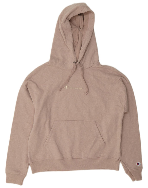 Jumper feminino com capuz grande Champion UK 10 pequeno algodão manchado rosa